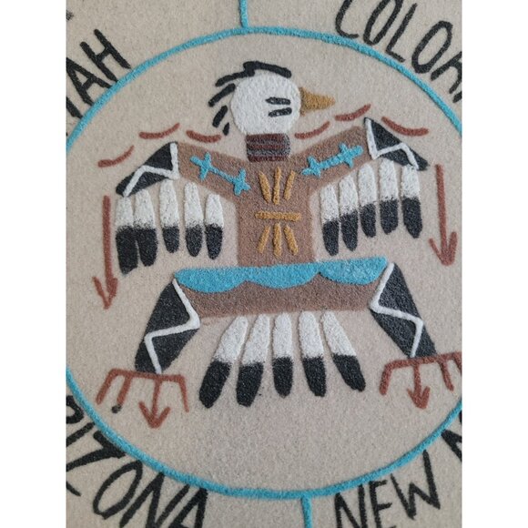 Native American Navajo Sand Painting Four Corners Signed 8x8 - Picture 3 of 9